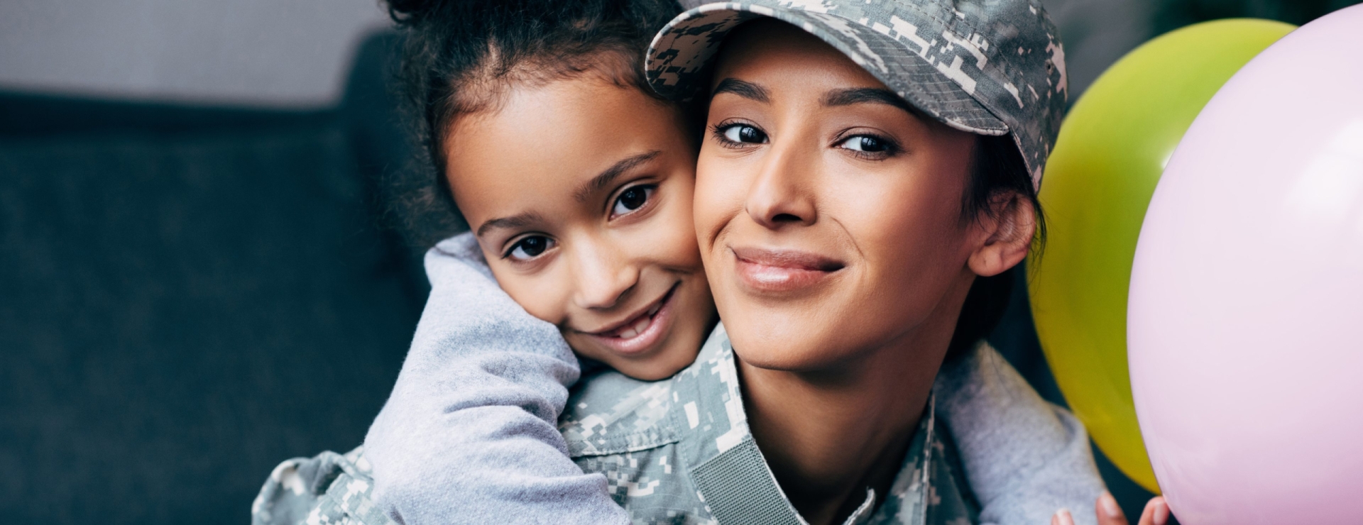 Military woman and child